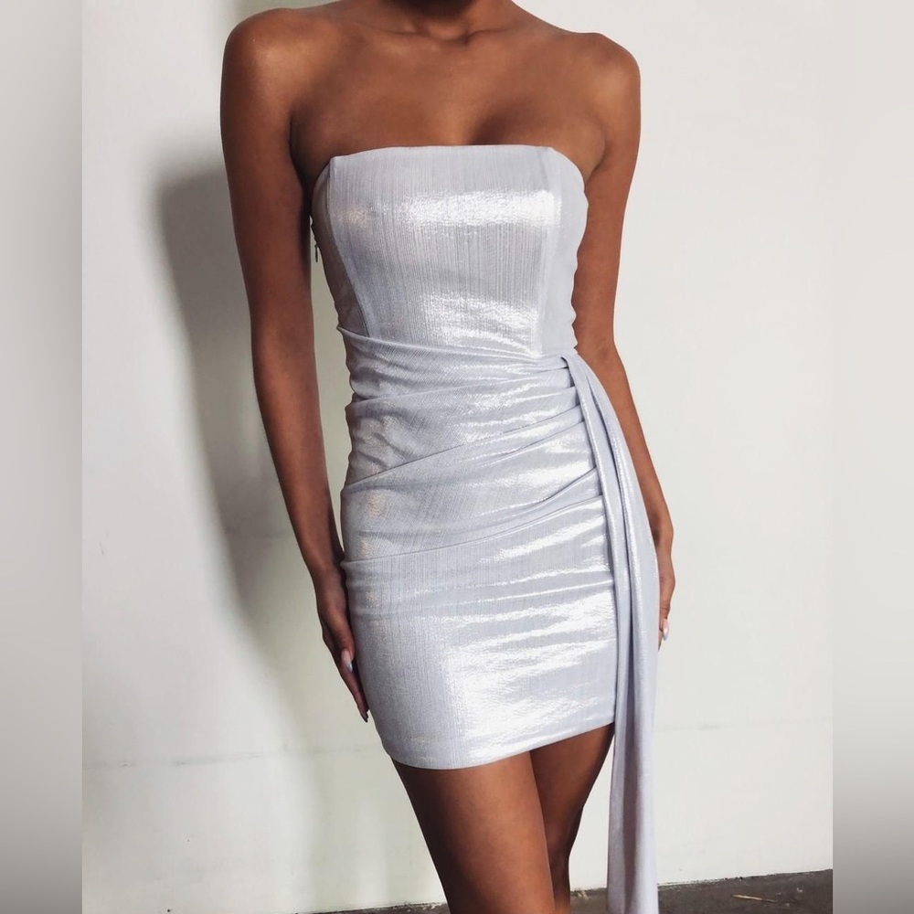 Meshki Selma Strapless Sash Ruched Dress